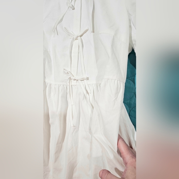 Pretty Garden White Babydoll Puff Sleeves‎ Dress w Pockets Size M NWT - Picture 4 of 12